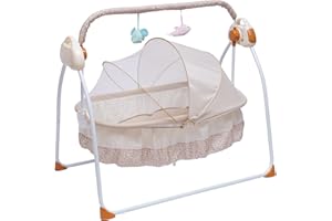WANWANPER Elektrische Babywiege Babyschaukel, Automatik Babyschaukel Babybett, Schaukelstuh mit Mp3 Musik Playback Funktion, Elektrische Baby-Wiege für Babys zwischen 0 und 18 Monaten (Khaki)