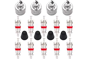 ANYKING Ensemble de 18 pièces: noyaux de Noyau de Valve 10x, Bouchons de clé de Valve de Voiture 4X, Outils, noyaux de Valve, dissolvant, valves de Pneu, valves de Voiture, vélos, Motos, Scooters, Voitures