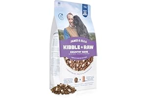 James & Ella Kibble + Raw Dog Food - Country Game (1.5kg) Nutritious High Protein Kibble Combined with Freeze-Dried Raw Meat Nuggets, Contains Essential Oils & Minerals, Grain & Gluten Free