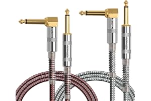 OTraki Gitarrenkabel 1M Instrumentenkabel 6.3mm 1/4 Gerade bis Rechtwinklige Guitar Cable TS Dauerhafte Gitarre Verstärker Kabel für E-Gitarre, Bass-Gitarre, APM, Keyboards 2 Pack