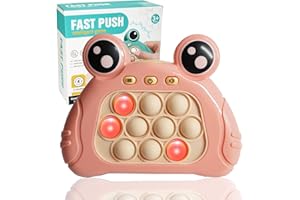 Anpole Light Up Pop Fidget Sensory Toys Handheld Game,Push Bubble Pop Puzzle Game Machine,Stress Relief Gifts for Kids Adults(Pink)