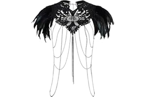 keland cintura nera in pizzo gotico con spalline per la festa di halloween (Nero)