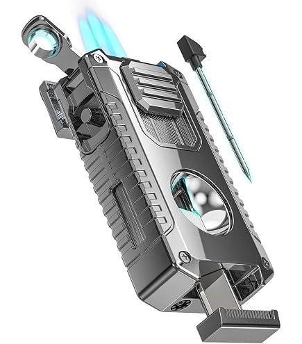 Colibri Quasar Dreistrahl Tischfeuerzeug – Elegantes Zigarrenfeuerzeug Mit Butan-Füllung (Butan Nicht Enthalten)