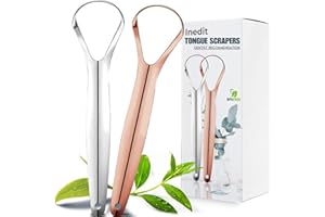 NEDIT Oral Thrush Treatment for Mouth and Tongue(2 Pack) - Tongue Scraper - Silver and Rose Gold Fresher Breath in Seconds - Cure Bad Breath