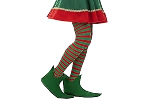 Funidelia Medias de Elfo de Rayas Verdes y Rojas para Mujer. Accesorios de Disfraces para Adultos