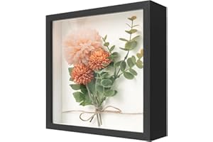 WISYOK 3D Shadow Box 8x8inch, Shadow Box Frame, Deep Box Frame for Objects up to 3cm, Deep Picture Frame for Photos, Artworks, Memory Tickets (Black)