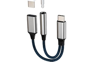 KEFIANY Adattatore da USB C a jack da 3,5 mm splitter per cuffie 2 in 1 tipo C cavo di ricarica presa DAC Audio AUX per auto, connettore per Apple iPhone 15 per iPad compatibile per Samsung