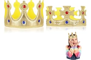 YHTCC 2Pcs King Crown, Birthday Crown Adult Kids, King and Queen Costume Gold Crowns Accessories, Tiara for Birthday or Dress Up Dance Party