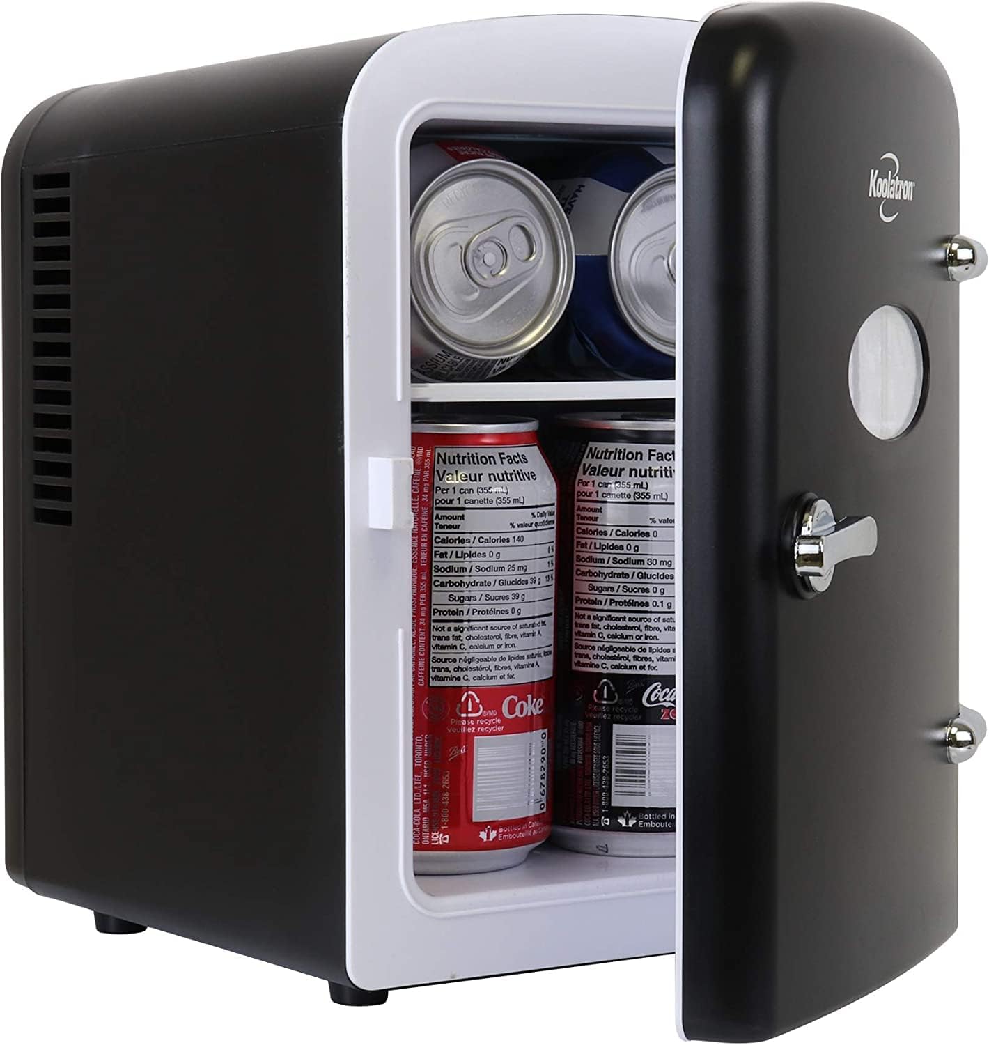 Koolatron Retro Mini Fridge For Bedrooms 12V Portable Cooler Refrigerator 4L Small 6 Can Table Top Quiet Mini Fridges For Skincare Food Drinks Kids Home Car & Travel Aqua