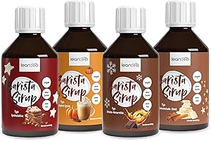 ‎LEAN:LIFE Lean:Life Barista Sirup zuckerfrei Christmas Mix – Spekulatius, Weiße Schokolade-Zimt, Pumpkin Spice, Schoko-Amaretto - vegan und kalorienarm - Kaffeesirup für kalte & heiße Getränke
