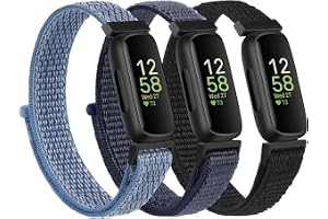 YLK 3 stycken armband för Fitbit Inspire 3-armband för kvinnor och män, mjukt nylonarmband, justerbart sportersättningsband f