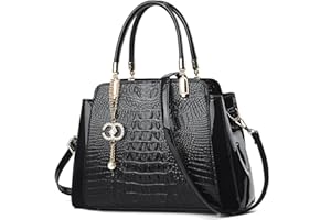 NICOLE & DORIS Borse Delle Donne Borsa a Mano Eleganti Borsa Coccodrillo Borsa Tracolla Vernice Borsa a Spalla Impermeabile Borsetta Crossbody Nero