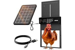 OKKÖBI Okkobi Hühnerklappe Automatisch Solar - LCD Display - Automatische hühnerklappe mit Fernbedienung, Lichtsensor & Timer - Sicherheit & Seelenfrieden: Sicherheitsmechanismus - 5 Jahre Schutz