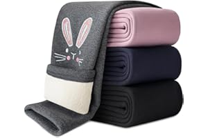 Domee Leggings Chaud Polaire Pantalon Hiver Thermique Coton Fille Broderie de Lapin