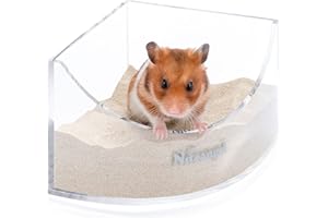 Niteangel Piccolo contenitore per vasca da bagno con sabbia, in acrilico, per criceti, topi, gerbilli o altri piccoli animali domestici, a forma di ventaglio, trasparente)