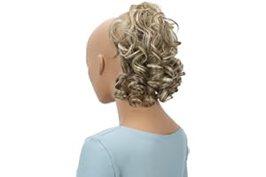 CAISHA Parrucchino Scrunchie Updo Acconciature Voluminoso Ricci Disordinato Bun Castano Chiaro Striato G28L