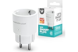 FOREVER Gniazdko Wi-Fi Smart Life, kompatybilne z Alexa, Google Assistant, pomiar zużycia energii, sterowanie głosem, sterowanie za pomocą aplikacji, harmonogram, 2,4 GHz (10 A)