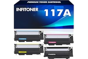 INFITONER 4-Pack Compatible 117A Toner Cartridge Replacement for HP 117A 117 W2070A W2071A W2072A W2073A Color Laser MFP 179fwg 178nwg 179fnw 178nw 150a 150nw 179 178 150 Ink (Black Cyan Yellow Magenta)