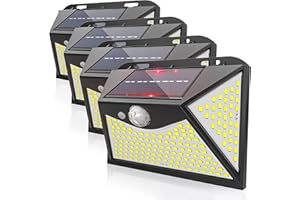 ZFITEI Solar Lights,203LED Solar Lights Garden,4Pack Solar Security Light Motion Sensor Wall Lights,Solar Powered Lights with 3 Intelligent Modes for Outside(4Pack