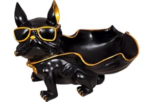 DIVIT SHILP Classic Black Resin Bulldog Tray, Home Decor Tray Statue, Modern Art Dining Table Decor, Suitable for Living Room & Office Decoration. (Black)