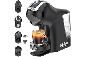 KOTLIE 19Bar 5en1 Máquina de Café Espresso Multicápsulas para Nespresso/Dolce Gusto/LAV*ZZA A MODO MIO y Cápsulas de Café Molido/ESE EM-308A (Negro-EU)