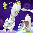 Masroo Space Toy Rocket Toys for Kid Space Shuttle with Astronaut Rocket Ship Space Stem Toys for Boy 3 4 5 6 7 8, Spaceship Planet Toy Space Rockets with Space Station Gift for 3+ Years Old