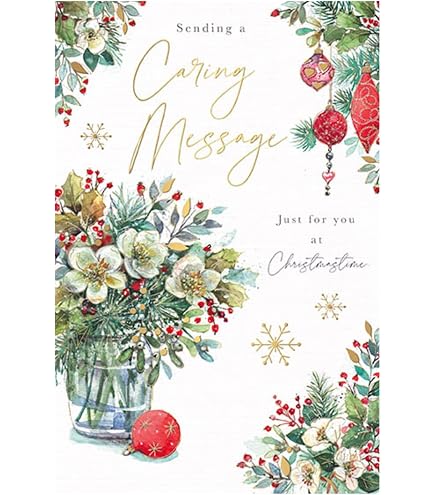 Nigel Quiney Weihnachtskarte 'Thinking Of You' - Elegante Karte Mit Silberfolie & Blumenmotiv