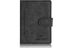 TOCTAX Protege Passeport Francais, Pochette Passeport Cuir Artificiel, Passeport éTui, Pochette Document Voyage pour Billet Avion, Carte de CréDit, Carte Bancaire, 14,8cm*11cm（Noir）