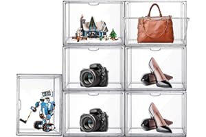 AAABOX Vetrina in Acrilica Scatola Espositiva Trasparente per Collezionismo Lego,36x23x27cm Vetrinetta Impilabile con Porte per Borse Bambole Modelli Auto Giocattoli,Autoassemblaggio