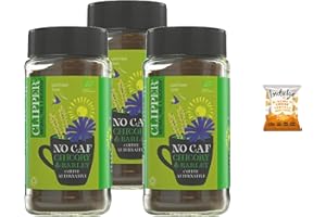 Clipper Organic NoCaf 100g + Indulge Snack | Caffeine-Free Coffee Alternative | Chicory, Barley & Fig | Smooth, Roasted Flavour | New Whole Earth Branding | from SuperfoodUK (Pack of 3)