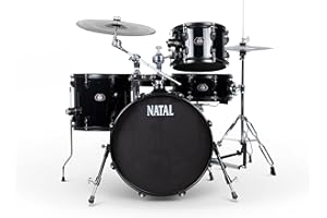 Natal DNA Stealth Drum Kit, Low Volume, Real Feel, compact drum kit with low volume cymbals, sticks and Stool Black