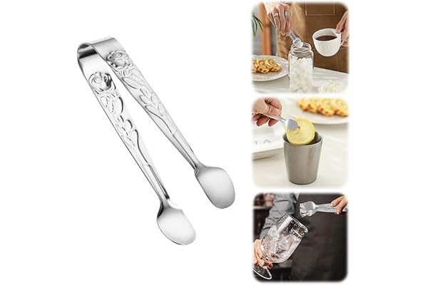 10 cm rostfritt stål istång för ishink, metall socker kub minitång, set med 3 (silver-A)