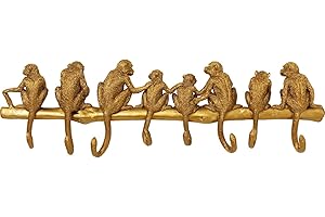KARE Design Wall Wardrobe, Monkey Hook, Gold, Artificial Stone, Wall-Mounted Coat Rack, Decoration, Home Deco, Hallway Accessory, Bedroom, 22x70x6 cm (H/W/D)