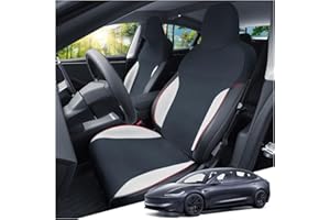 ASZSK Coprisedili auto per Tesla Model 3 2024 2025, Coprisedili Auto Sedili Anteriori in Pelle Scamosciata, Coprisedili per Sedili Auto Model 3 Highland Accessori, Grigio Profondo