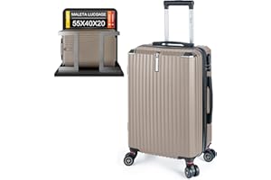 Artebeads Maleta de Cabina 55x40x20 cm, Maleta de Mano Rígida PP con Ruedas 360° Desmontables, Gancho Lateral Práctico y Cierre de Combinación, Ligera y Resistente (55×39×23 cm, Champán)