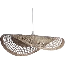 Cable Suspension Luminaire Lustre Suspension Bohème En Rotin LUSSIOL Paula - Abat-jour Naturel 58cm - E27 Suspension Paille