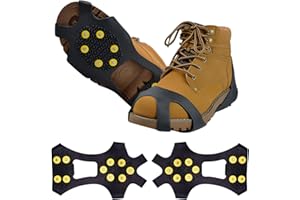 ABRVUAHM Ice Snow Grips for Shoes, Crampons for Hiking Boots, Shoe Grips Anti Slip Ice Cleats, Ice & Snow Grips for Ice Snow, Winter Hiking Climbing Ice Fishing Running