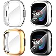Diruite 4 Pezzi Cover per Fitbit Versa 4/Sense 2 Custodia Protettiva, HD Clear Protezione Totale Ultra Sottile TPU Pellicola 
