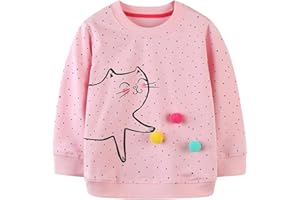 WinZero Little Girls Sweatshirt Cotton Crew Neck Toddler Christmas Jumper Long Sleeve Pullover Tops for Kids 2-7 Years Children Clothes