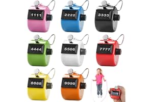 Delamiya Contatore manuale 8 pezzi, contatore colorato a 4 cifre in plastica ABS clicker contatore, contatore meccanico per contatori persone, coaching, golf, contatore di file a maglia