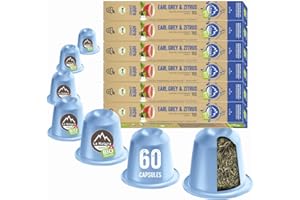 La Natura Lifestyle THÉ BIO EARL GREY & AGRUMES 60 capsules de thé compatibles machines à capsules Nespresso | 100% compostable industriellement²| Écologique
