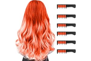 MSDADA 6 colores Peines de Tiza de Colores para el Pelo Temporal Cabello Tiza No Tóxico Lavables Color para el Pelo Teñido Fiesta Navidad Cumpleaños y Cosplay Niñas y Niños Regalos(Naranja Fluorescente)