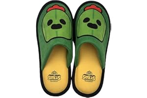 Brawl Stars - Zapatillas de casa abiertas, Diseño Spike, Suaves, Color Verde y Amarillo , Producto Oficial (CyP Brands)