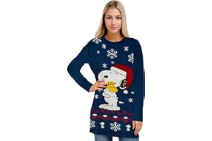 The Peanuts Snoopy stickad klänning för kvinnor – varma kuddar vinter stickad klänning