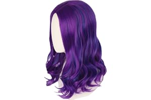 Topcosplay Peluc para Niñas, Larga Ondulada Peluca de Color Azul y Púrpura para Disfraz Infantil