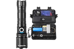 Maxesla Led Torch Rechargeable,5000mAh Torches Led Super Bright,5 Modes,Adjustable Focus Flashlight,IP65 Waterproof, for Camping,Hiking, Power Cuts,Emergency