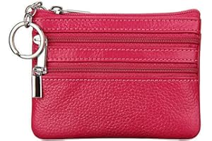 CYNURE Genuine Leather Purse for Women with Keyring