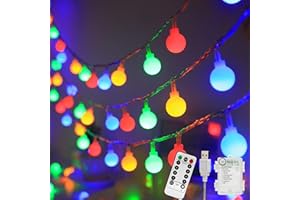 taiyongkang Guirnalda Luces Exterior 12M + 1M, 100 LED Multicolor, Funciona con Pilas o USB, Cadena de Luces para Interior, 8 Modos, Decoración para Navidad, Halloween, Jardín, Habitación, Fiesta