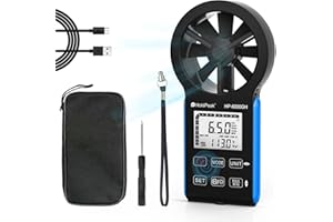 H HOLDPEAK Anémomètre Numérique, Anémomètre Rechargeable, CFM Anémomètre, Mesureur de Vitesse du Vent Mesurer la Vitesse du Vent/Température, Anémomètre Portatif pour Extérieur pour kitesurfing HVAC drone