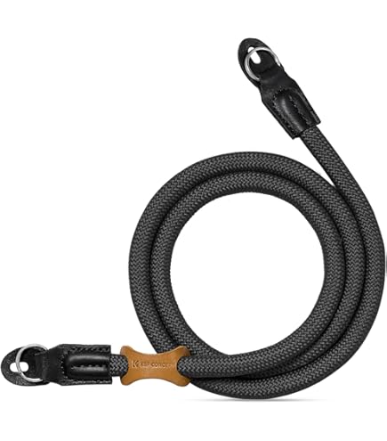 Sangle Appareil Photo En Coton Et Cuir - Longueur 100 Cm Réglable - Pour Reflex Canon, Nikon, Sony, Leica, Etc. - Noir